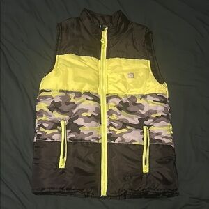 Yellow and Black Sporty Vest with High Collar